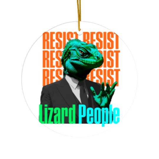 Resist Reptilians Lizard People Ceramic Ornaments