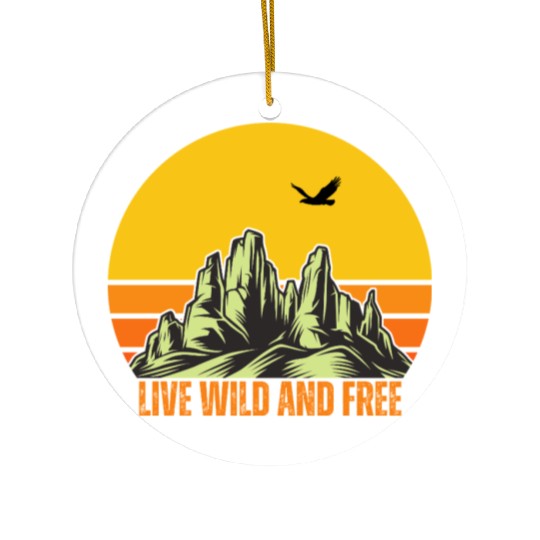 Mountain Sunset with Eagle and Quote Ceramic Ornaments