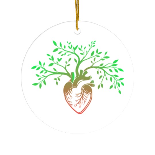 Nature-Inspired Anatomical Heart & Tree Design Ceramic Ornaments