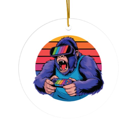 Retro Gamer Ape Ceramic Ornaments