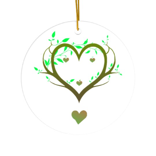 Nature Heart Tree | Green Love Botanical Art Ceramic Ornaments