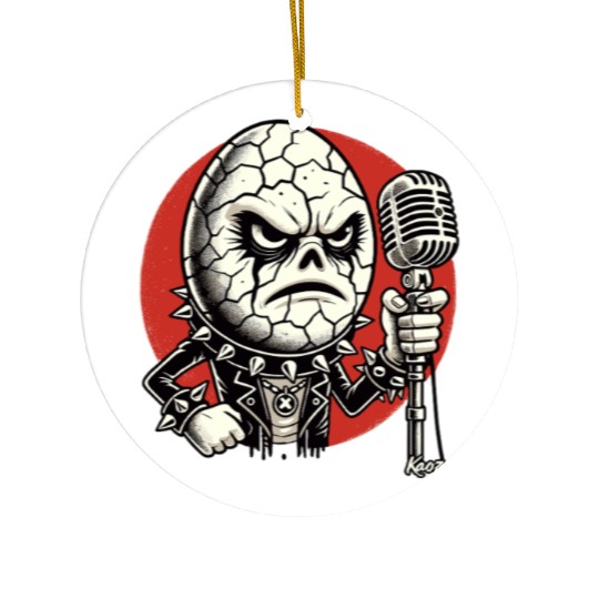 Angry Punk rock music Egg with Mic Ceramic Ornaments