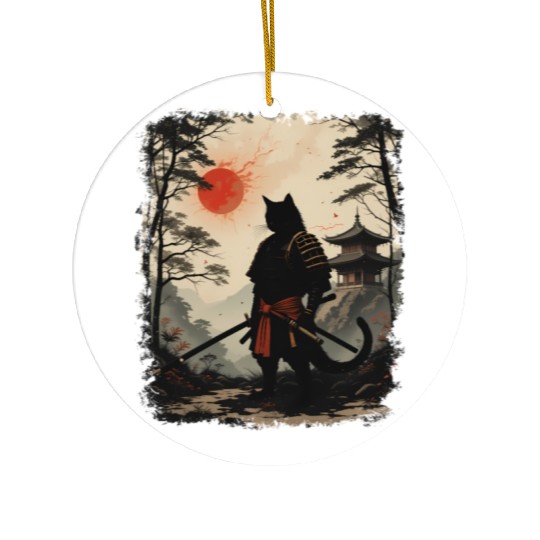 Samurai Cat Warrior Ceramic Ornaments Design
