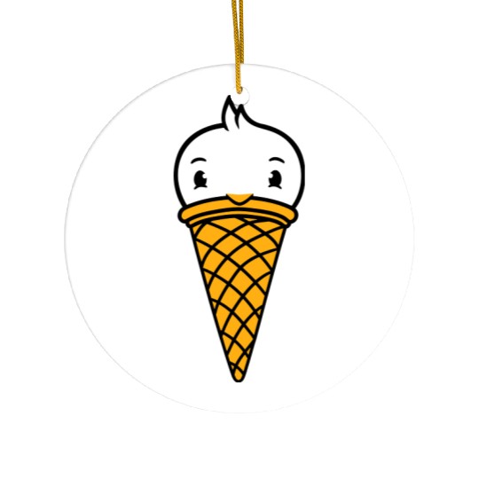 Bird Ice Cream Waffle Scoops Summer Yummy eating Ceramic Ornaments