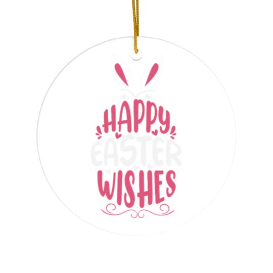 Happy Easter Wishes, Cute Bunny, Spring Celebratio Ceramic Ornaments