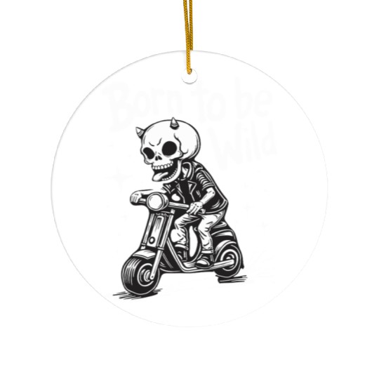 Born to Be Wild - Skull Devil on Scooter Ceramic Ornaments