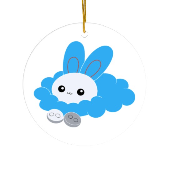 cloud playing a mini ukulele pearl white war Ceramic Ornaments