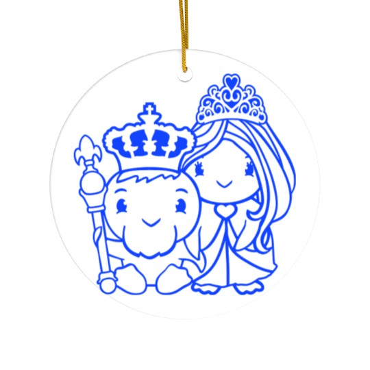 2 Ducks King Queen Prince Princess Couple Crown Ceramic Ornaments