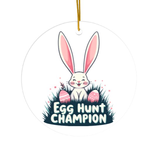 Egg Hunt Champion Bunny Design Ceramic Ornaments