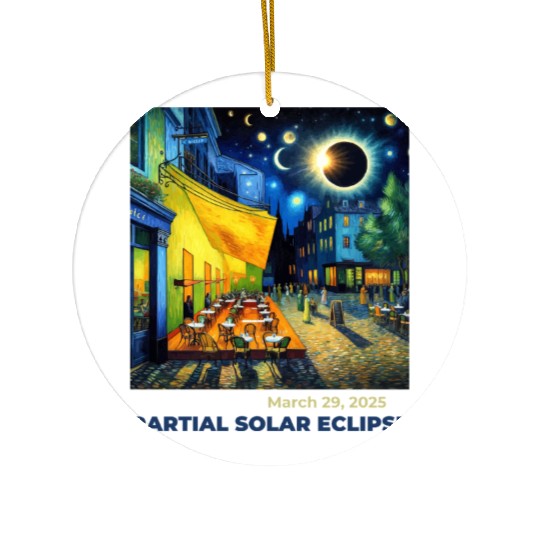 March 29, 2025 Partial Solar Eclipse Night Scene Ceramic Ornaments