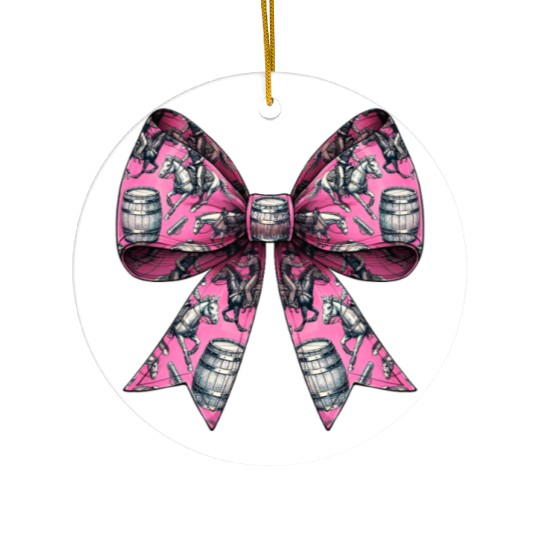 Coquette Bow Barrel Racer Barrel Racing Rodeo Ceramic Ornaments