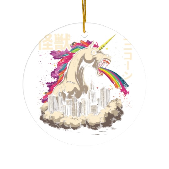 Kaiju Unicorn Japanese Monster Rainbow Ceramic Ornaments