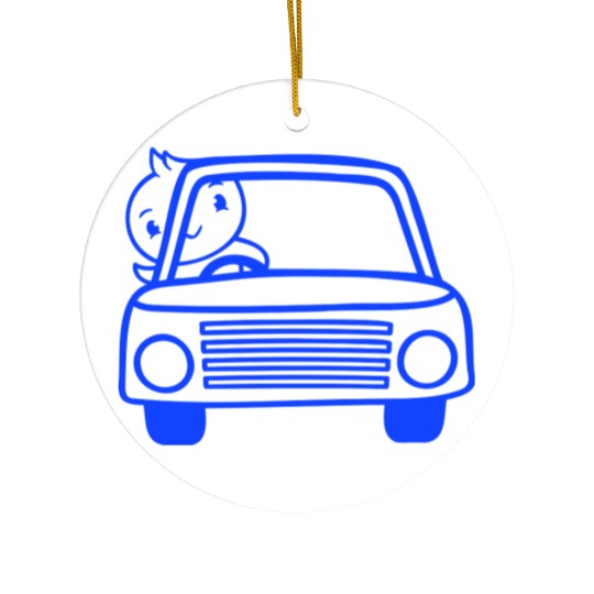 Duck Car Driver Fast Vehicle Greeting Waving Cute Ceramic Ornaments