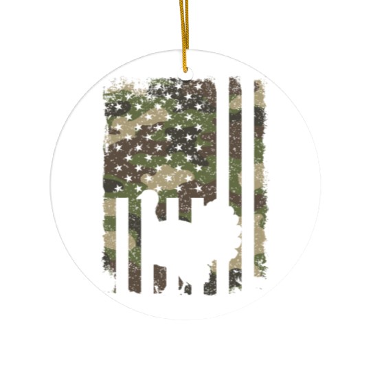 Turkey Hunting Camo US Flag For Hunter Camouflage Ceramic Ornaments