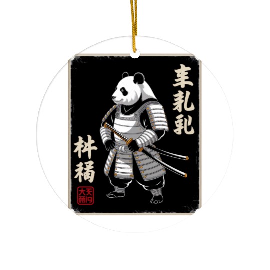Panda Samurai In Japanese Ukiyo-e Ceramic Ornaments