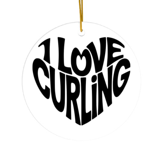 I Love Curling Ceramic Ornaments