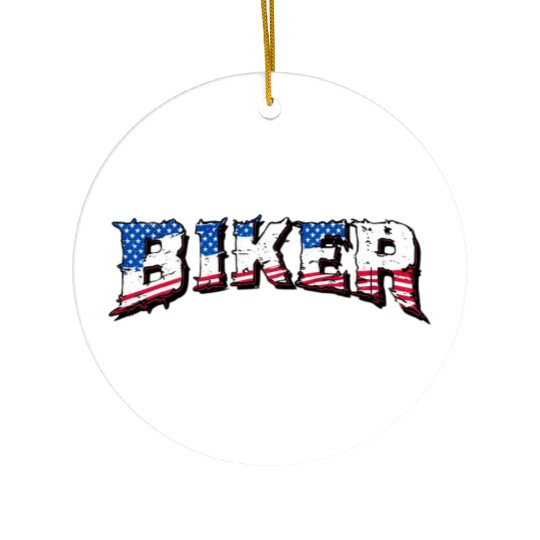 Motorcycle Biker | USA Flag | Biker & Dad Gift Ceramic Ornaments
