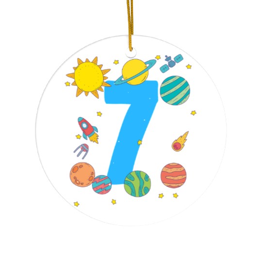 Space Adventure Theme Number Seven Ceramic Ornaments