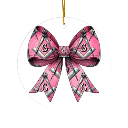 Coquette Bow Freemason Symbols Freemasonry Mom Ceramic Ornaments