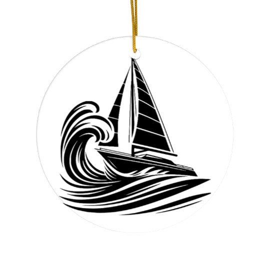 Elegant Sailing Boat In Swell Ceramic Ornaments
