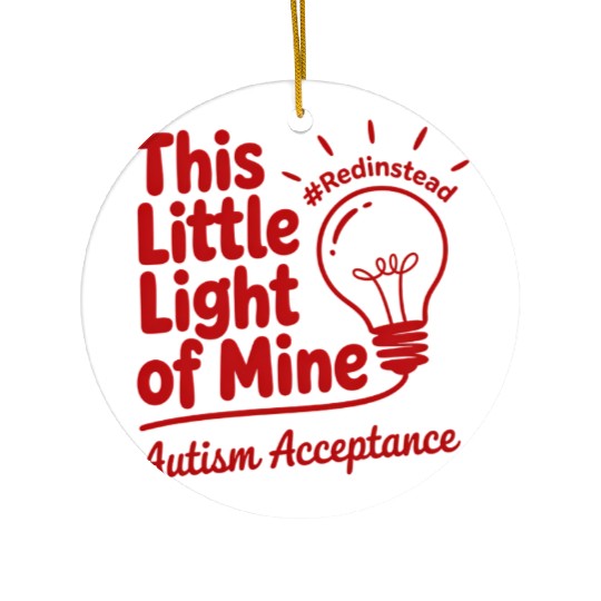 Red Instead Autism Acceptance Lightbulb Design Ceramic Ornaments