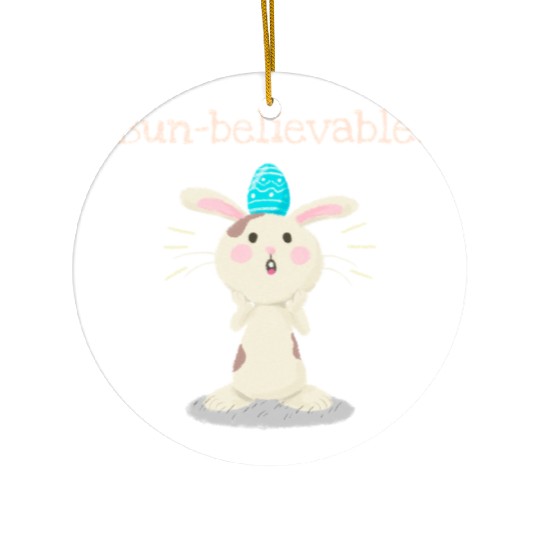 Bun-believable Funny Surprised Bunny Easter Egg Ceramic Ornaments