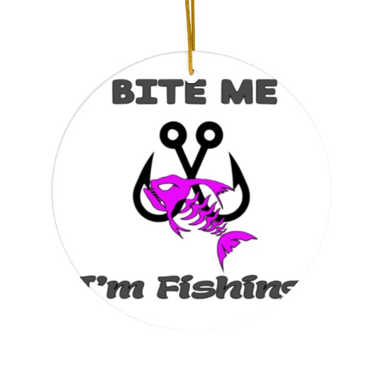 Bite Me Fishing Neon Purple Ceramic Ornaments
