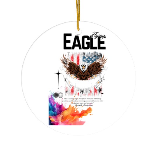 Eagle Full American Flag Bald Eagle Feather Style Ceramic Ornaments