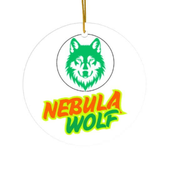 Nebula Wolf – Vibrant Rasta Gradient Wolf Graphic Ceramic Ornaments