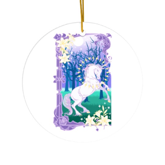 Unicorn fantasy lilac moon Ceramic Ornaments