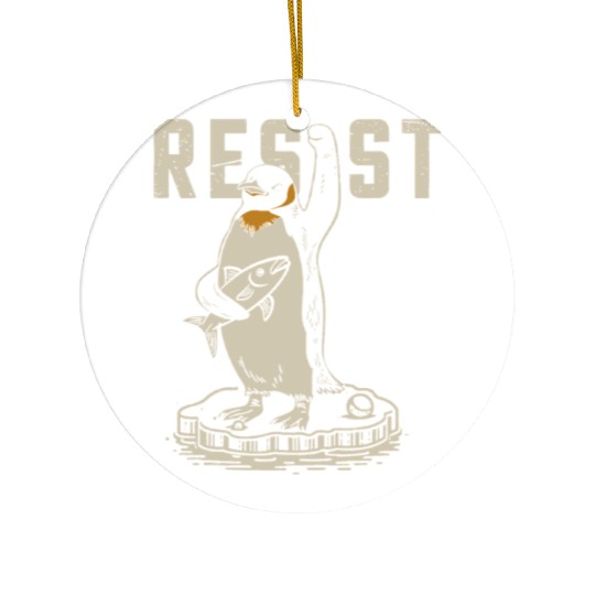 Funny Protest Against Tariffs Resist Penguin Ceramic Ornaments