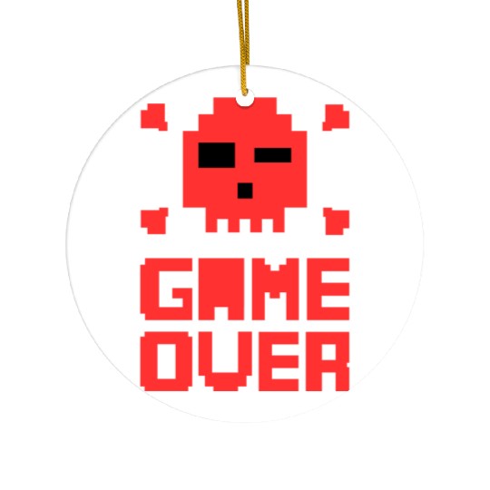 Retro Pixel Game Over Skull Red Gamer Graphic Ceramic Ornaments