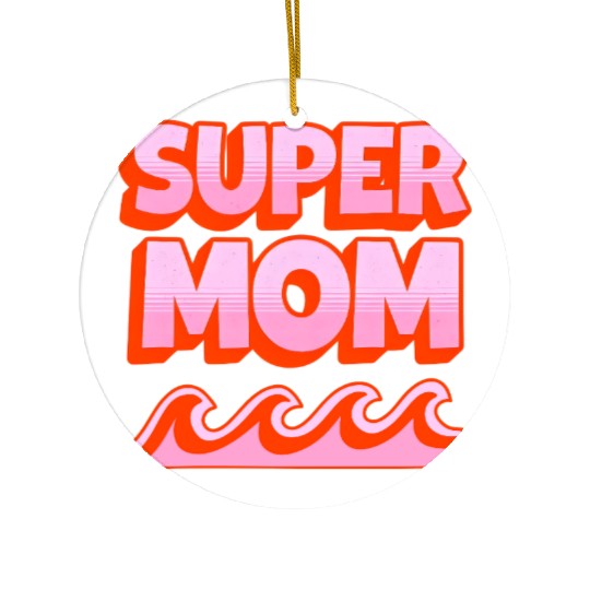 Super Mom Retro Summer Design Ceramic Ornaments