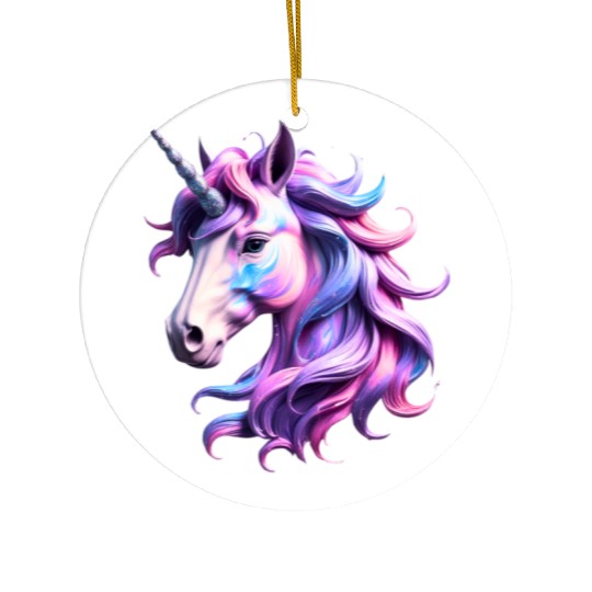 Magical Rainbow Unicorn Illustration Ceramic Ornaments