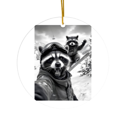 Feral Racoon Ice Cream Raccoon Selfie Ceramic Ornaments