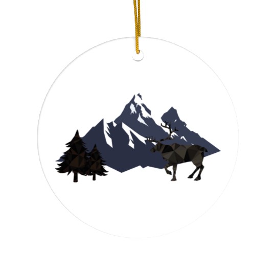 Geometric Wilderness — Crystal Deer Ceramic Ornaments