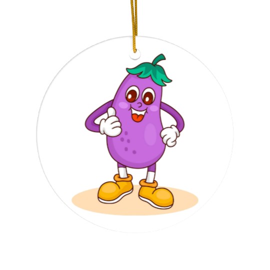 Animated Eggplant Character Design Ceramic Ornaments