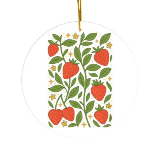 Strawberry Garden Pattern Ceramic Ornaments