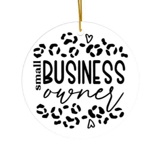 Proud Small Business Owner Leopard Heart Ceramic Ornaments