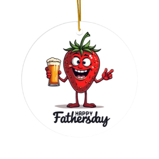 Funny Strawberry for Father's Day with Beer Ceramic Ornaments
