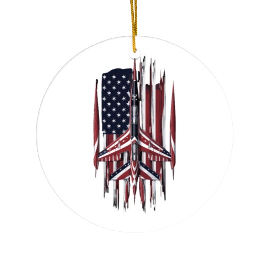 Patriotic Fighter Jet American Flag Art Ceramic Ornaments
