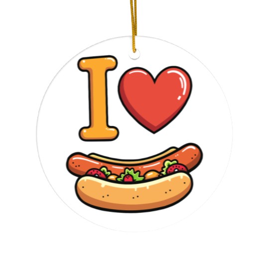 I Love Hotdogs - Fast Food Snack Fun Ceramic Ornaments
