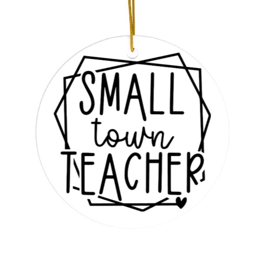 Small Town Teacher Heart Graphic for Educators Ceramic Ornaments