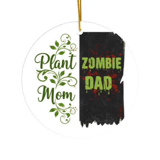 Plant Mom Zombie Dad Couple Design Ceramic Ornaments
