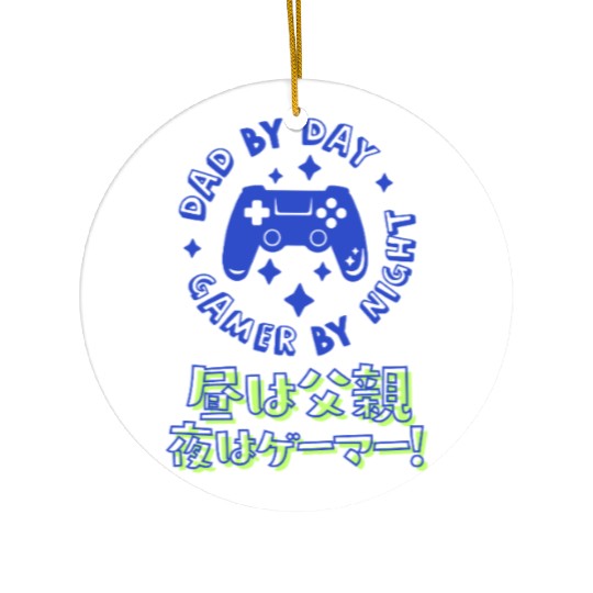 Gamer Dad Controller Blue Ceramic Ornaments