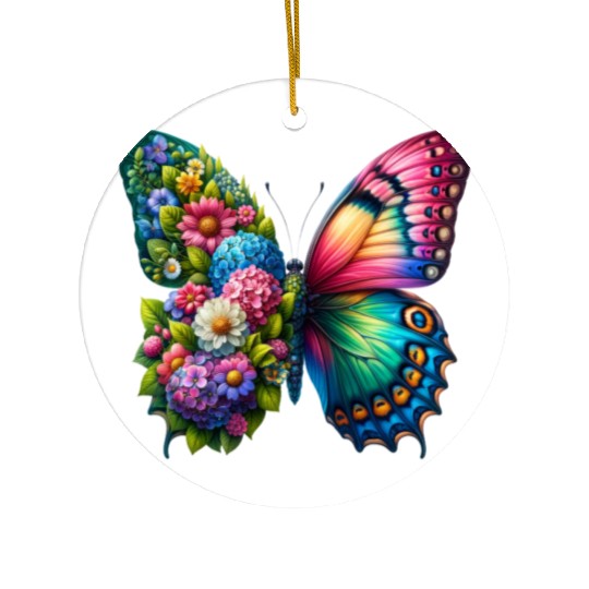 Colorful Butterfly Nature Inspired Summer Vibes Ceramic Ornaments