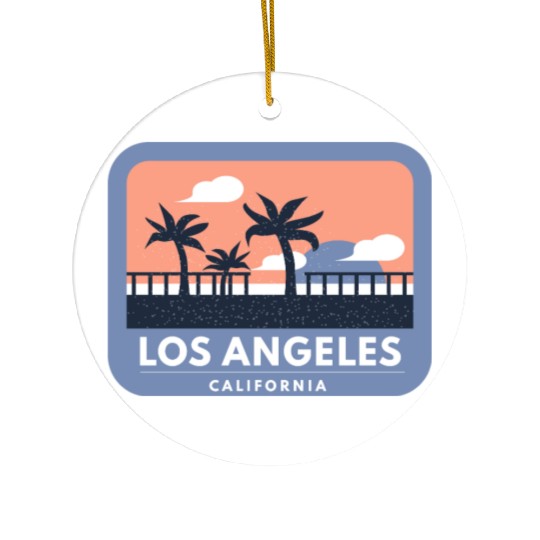 Los Angeles California Retro Skyline Design Ceramic Ornaments