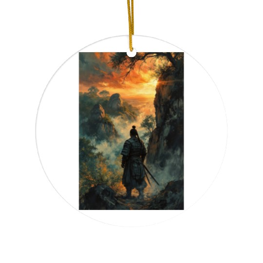 Twilight Ronin Solitude at the Edge Ceramic Ornaments