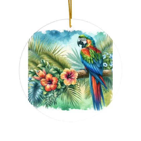 Majestic Macaw Parrot Ceramic Ornaments