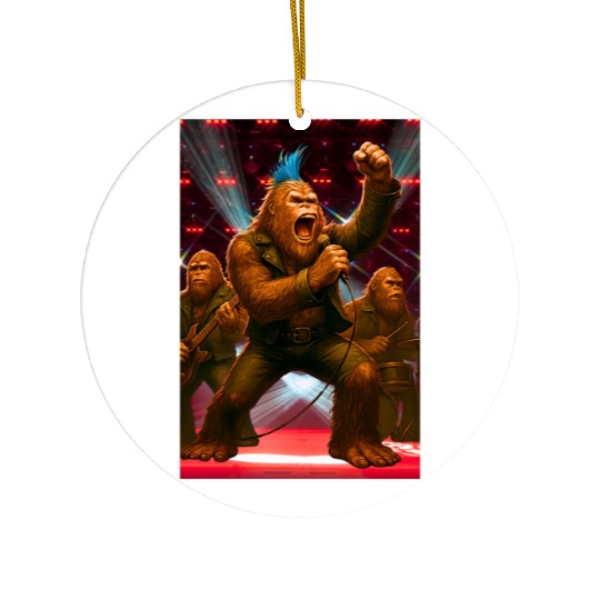 Bigfoot Punk Rock Band Rocking the House Ceramic Ornaments